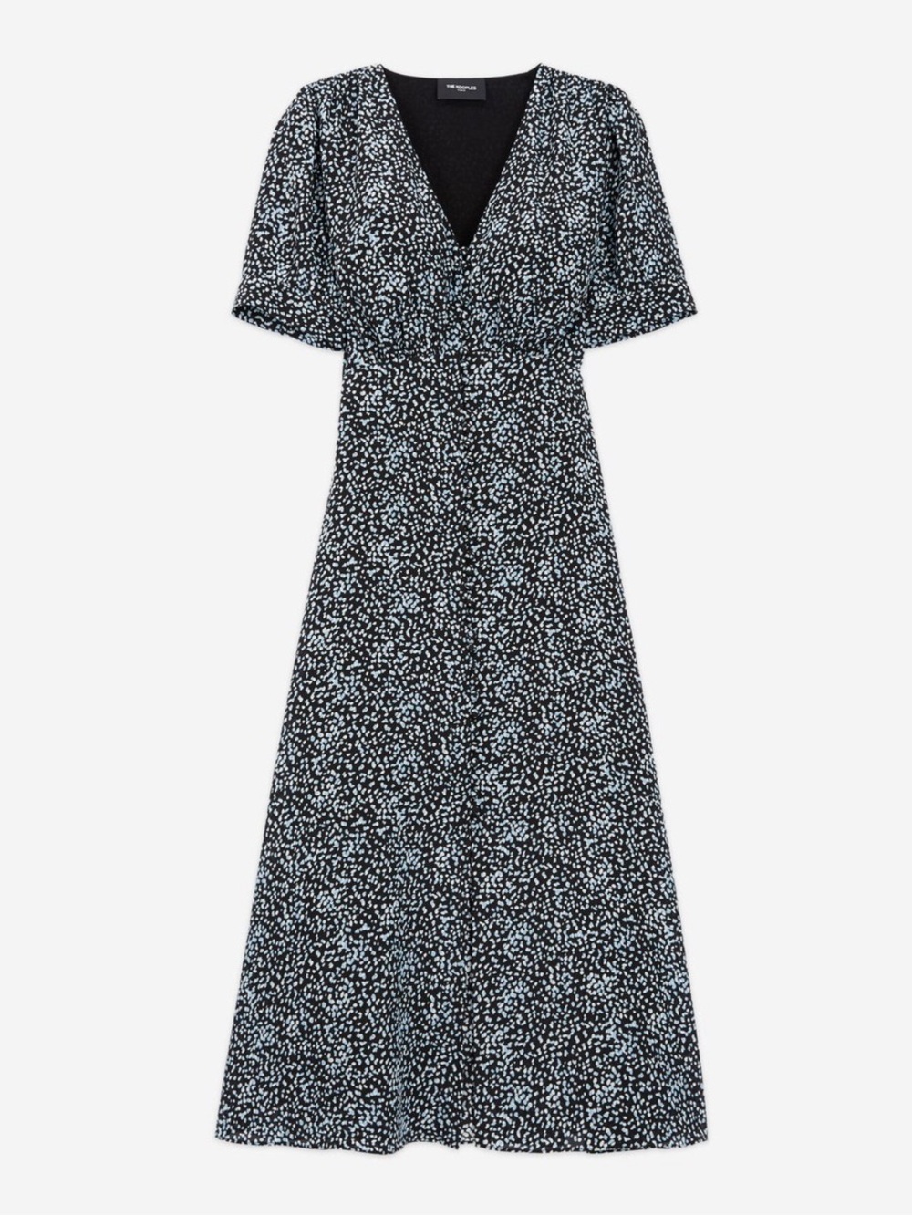 The Kooples Light Blue Floral Print V-Neck Maxi Dress